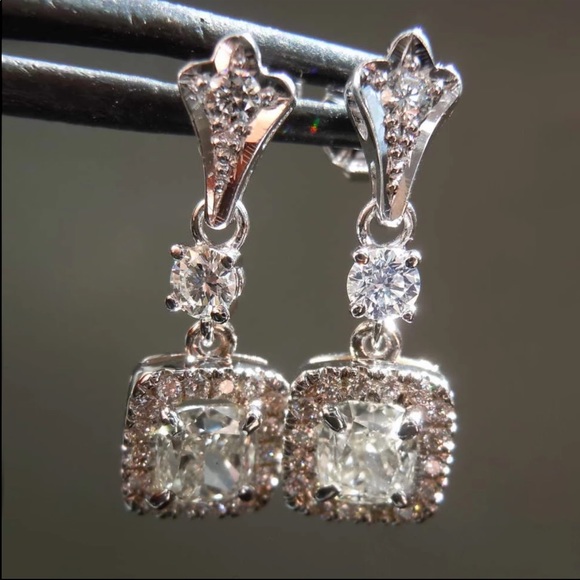 New Women’s 925 Silver Diamond Beautiful Earrings - Picture 3 of 6